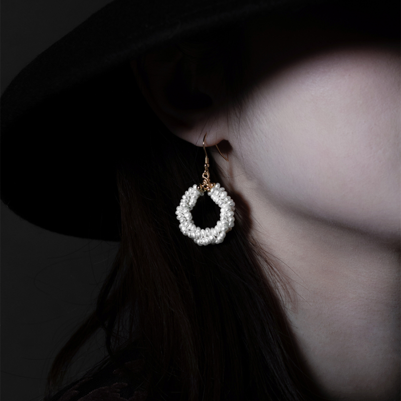 “Handmade baroque mini pearl earrings for women, French vintage style silver hooks