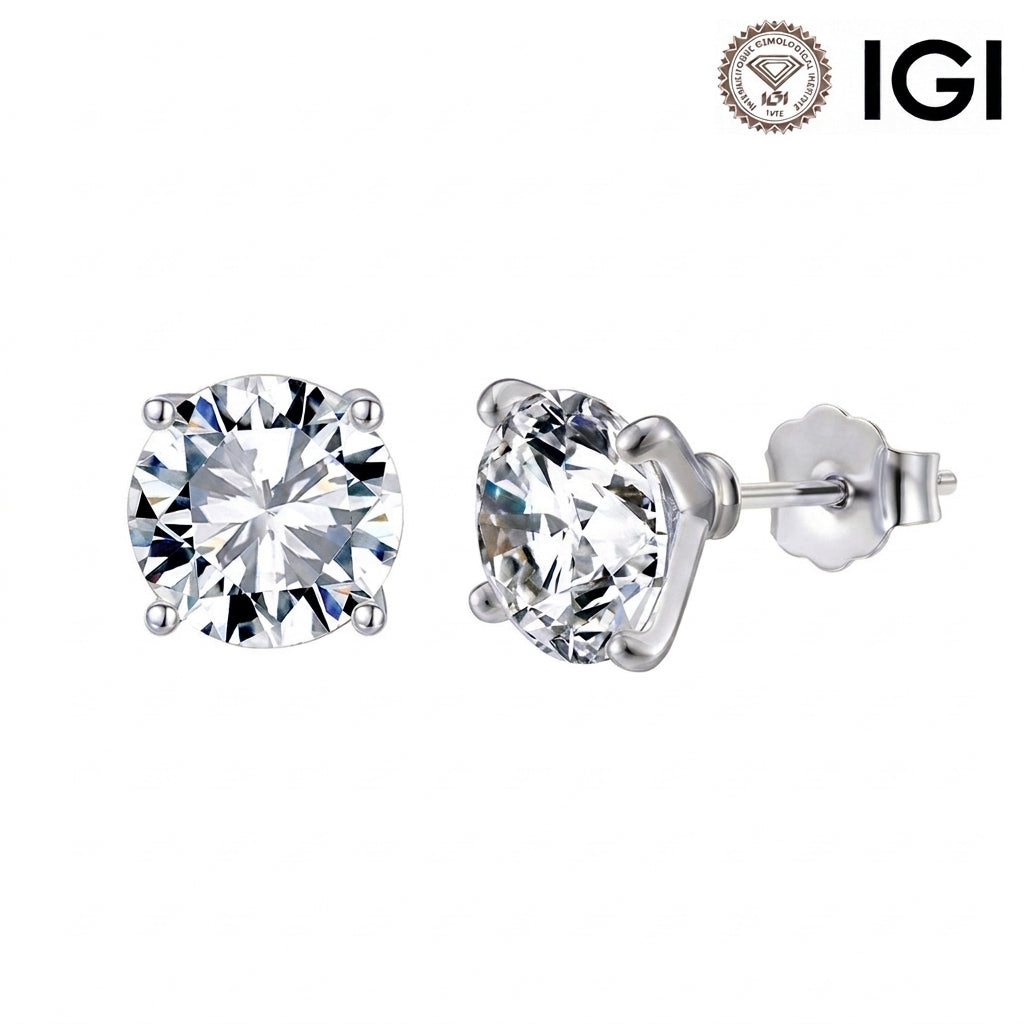 10K&14K&18K Round Cut Lab DiamondEngagement Stud Earrings 7.5MM