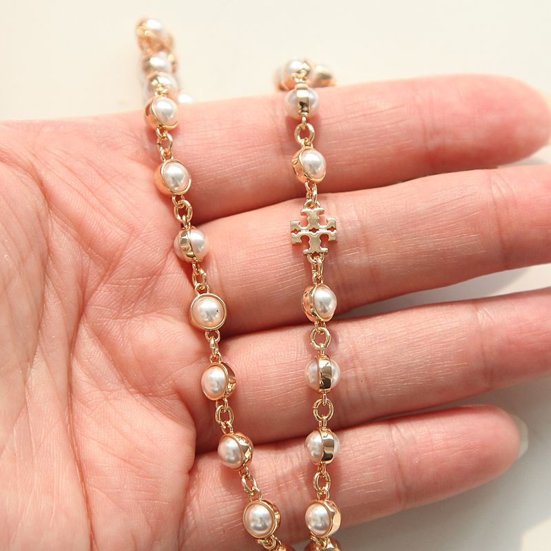 Tory Burch Moondance Pearl Gold Necklace | 18k Gold Plated