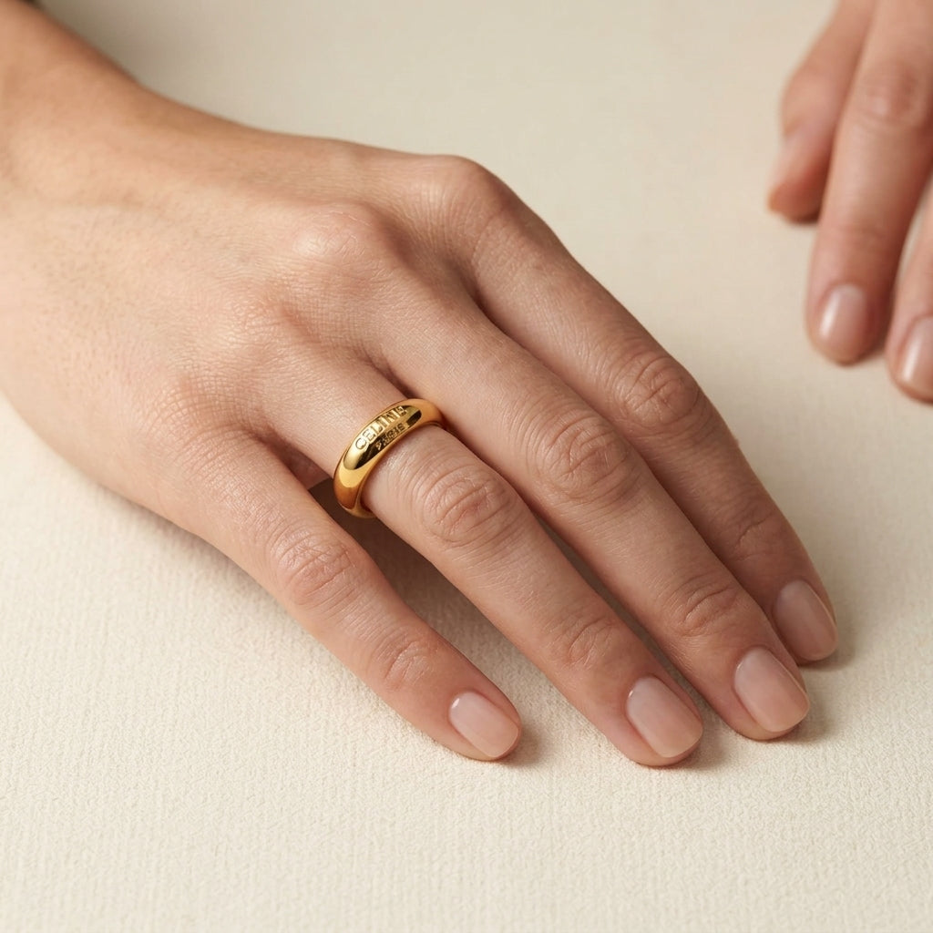 CELINE Paris engraved gold band ring