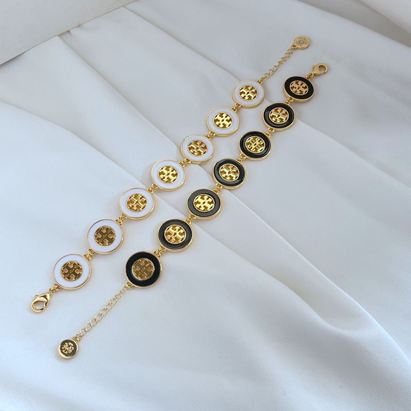 Tory Burch Gold and White Medallion Bracelet