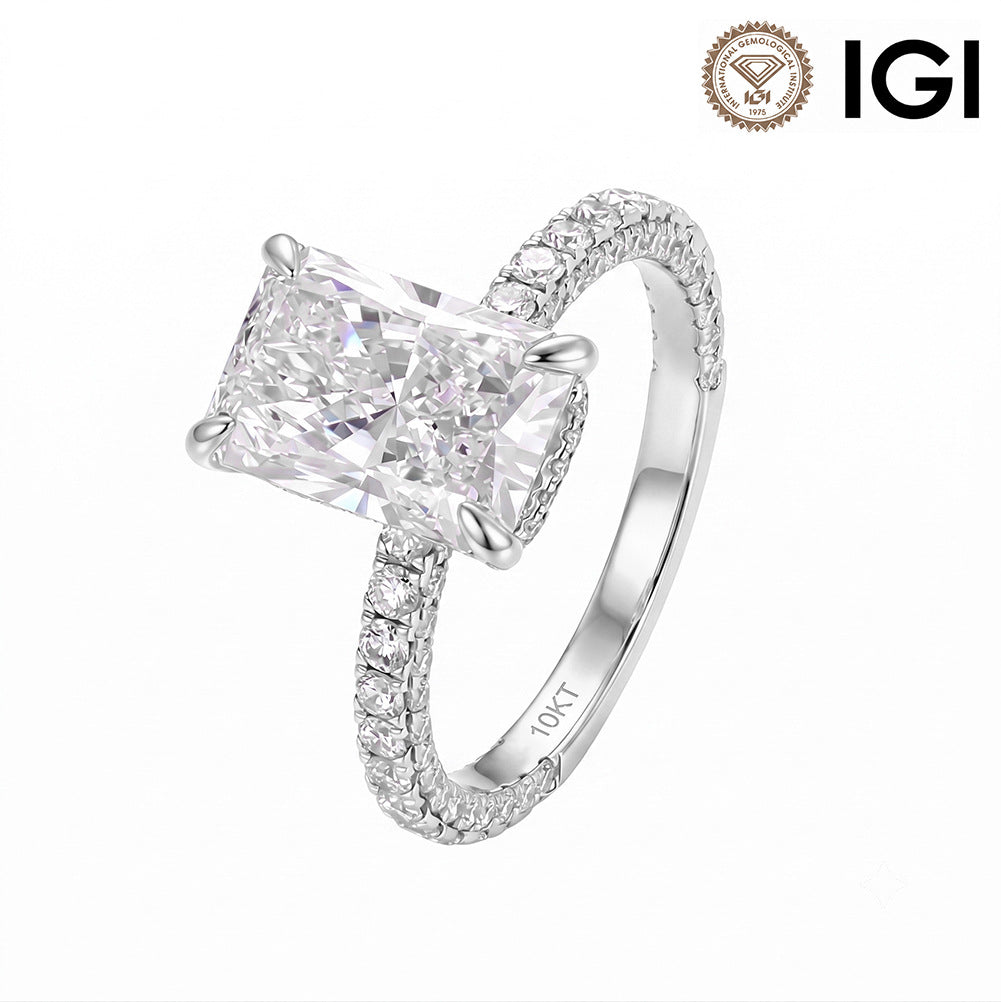 10K Gold 2CT Radiant Cut Lab-GrownDiamond Engagement Ring