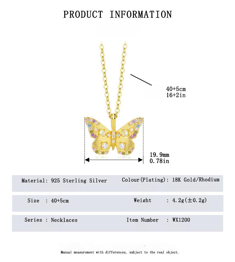 Pendant Size and Chain Length Chart for Butterfly Necklace