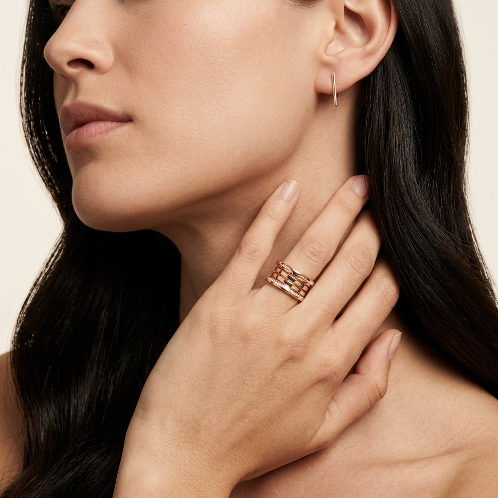 BVLGARI B.zero1 Three-Band Ring with Diamonds