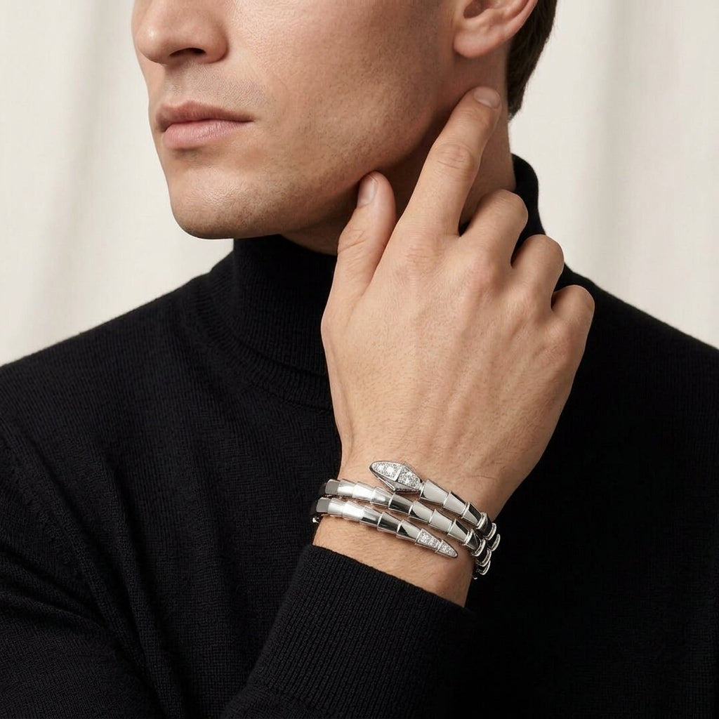 BVLGARI Serpenti Viper Double bracelet half diamond