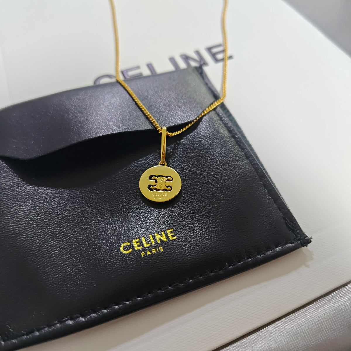 CELINE Triomphe Round Cut-out Necklace