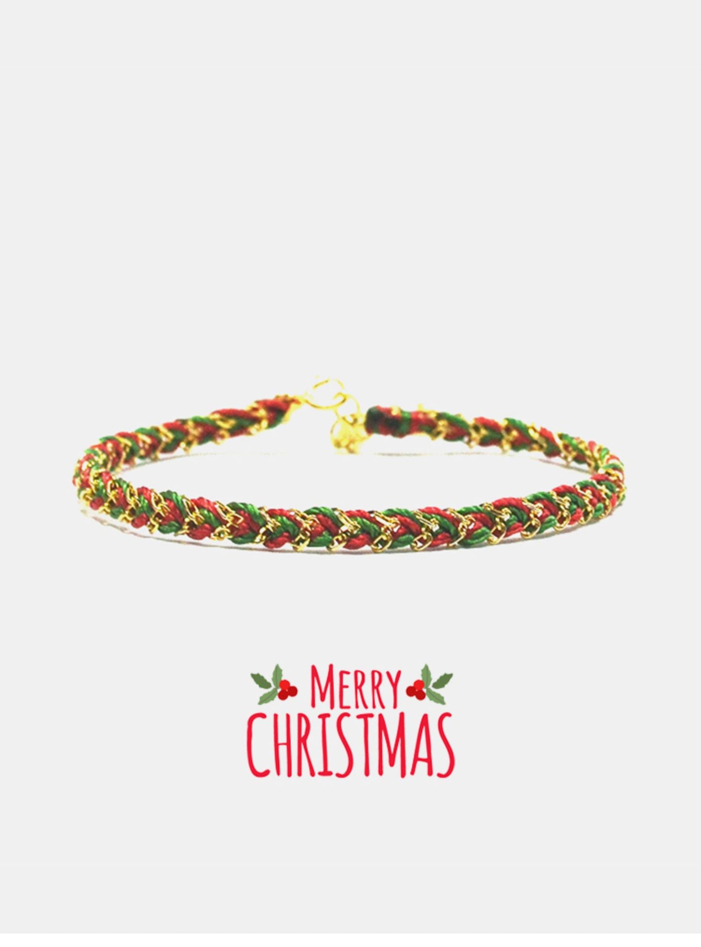 Bracelet with Christmas-themed design on a white background