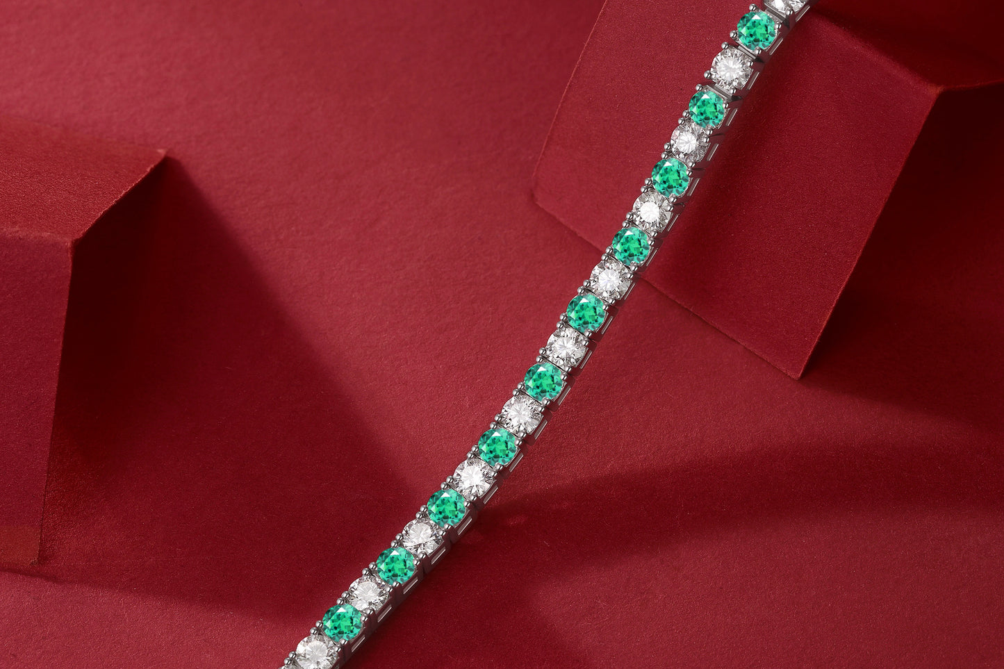 Emerald Moissanite Tennis Bracelet – 18K Yellow Gold.