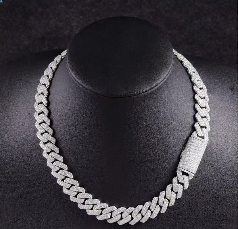 Silver chain necklace on a black mannequin bust