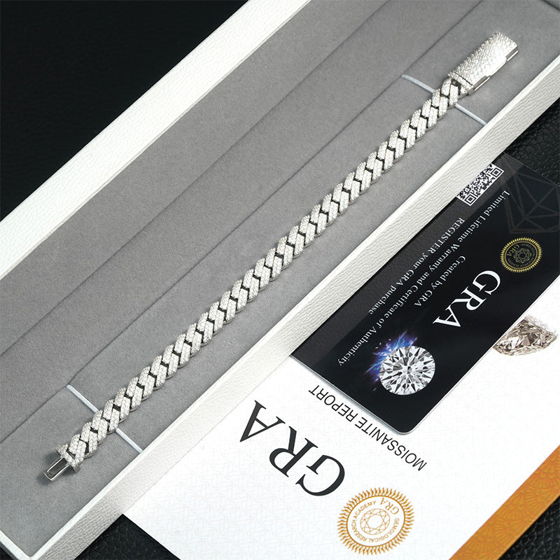 Zerra Cuban Moissanite Chain with iced-out lock design, featuring 8MM links and a sparkling finish.