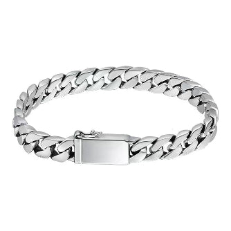 Silver chain bracelet on a white background