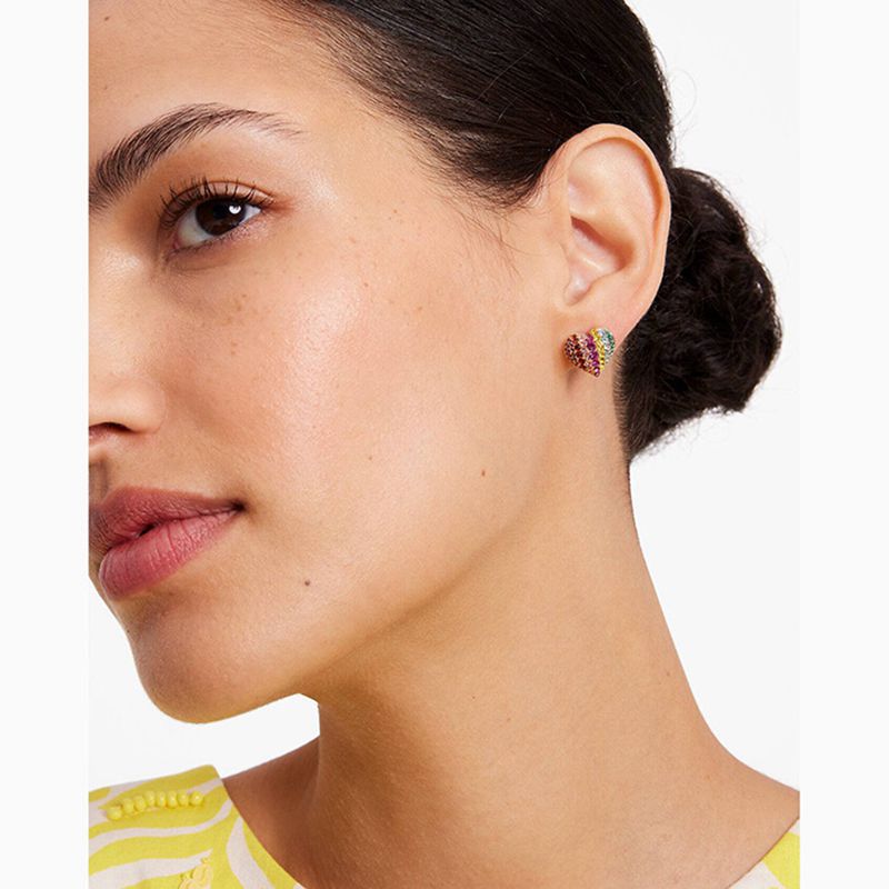 Necklace on soft white or rainbow gradient background. Alt: “Kate Spade Rainbow Heart Pendant Necklace – Enamel Pride Jewelry.”