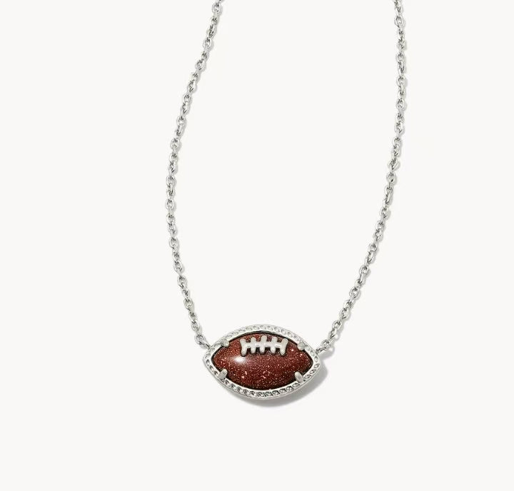 Necklace with a football-shaped pendant on a white background