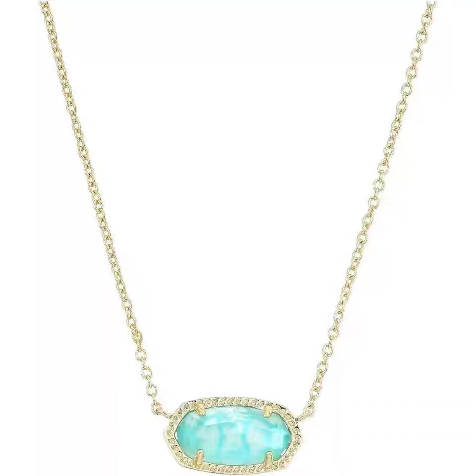 Necklace with a turquoise pendant on a white background