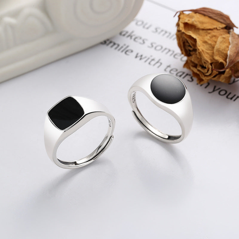Olympus Signet Ring Sterling Silver/Black
