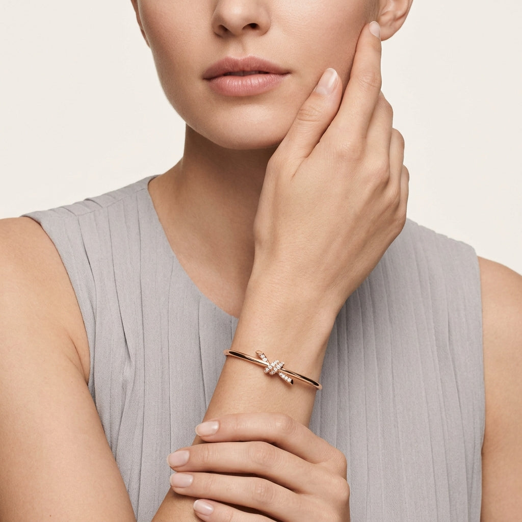 Tiffany Knot Wire Bangle in Yellow Gold