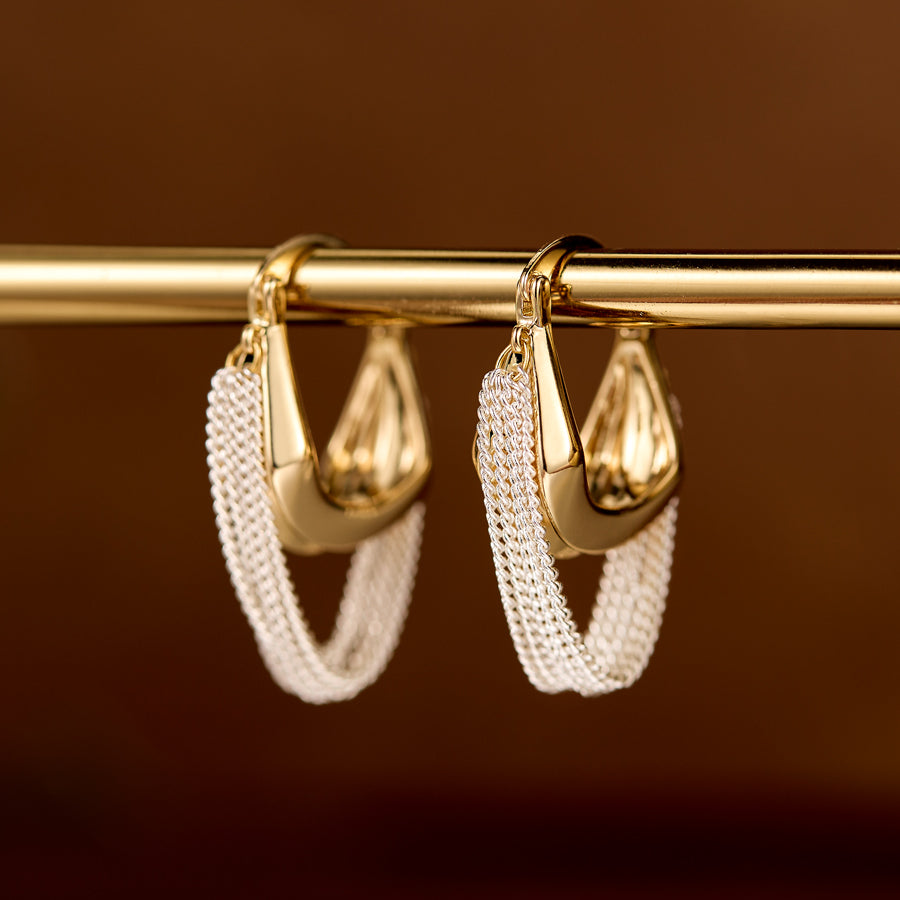 “Vintage minimalist silver tassel earrings for women, elegant cool chic jewelry design