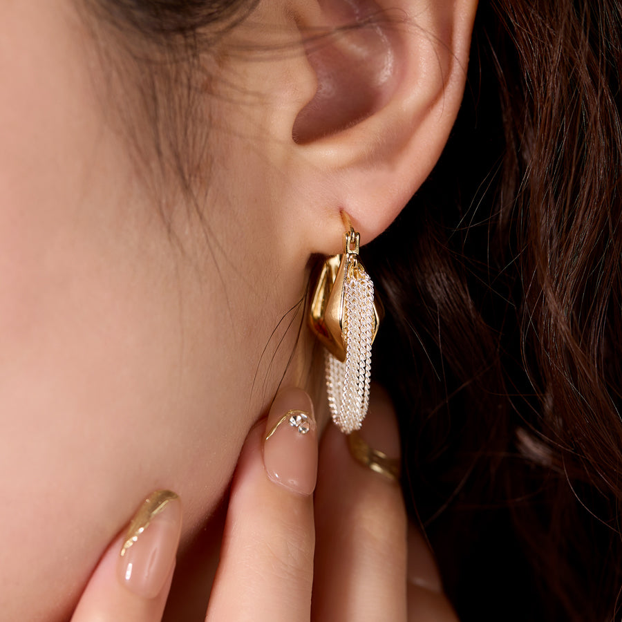 “Vintage minimalist silver tassel earrings for women, elegant cool chic jewelry design