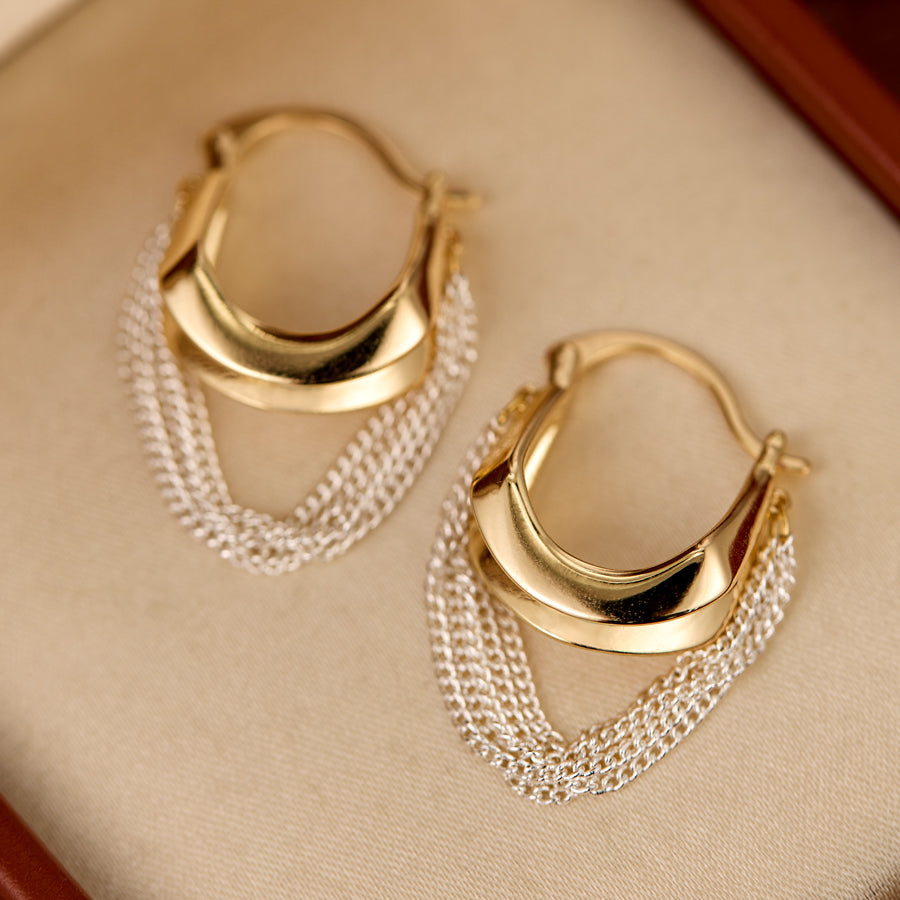“Vintage minimalist silver tassel earrings for women, elegant cool chic jewelry design