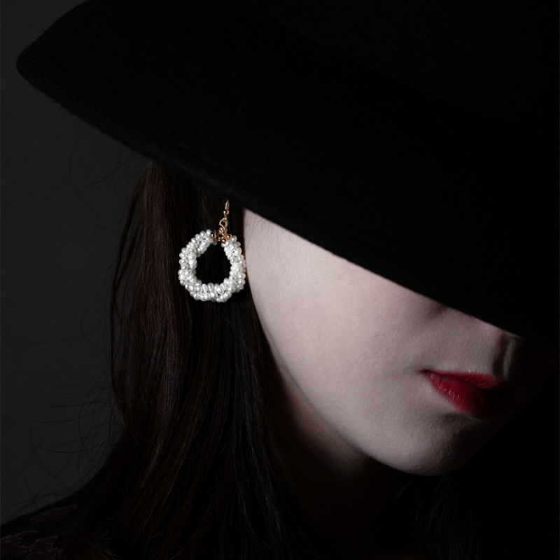 “Handmade baroque mini pearl earrings for women, French vintage style silver hookslipstick.