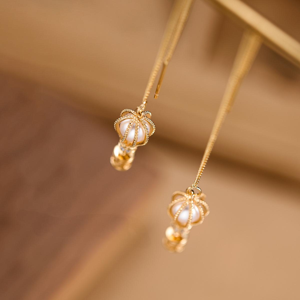 “Hot air balloon long chain drop earrings for women minimalist lightweight elegant jewelry”