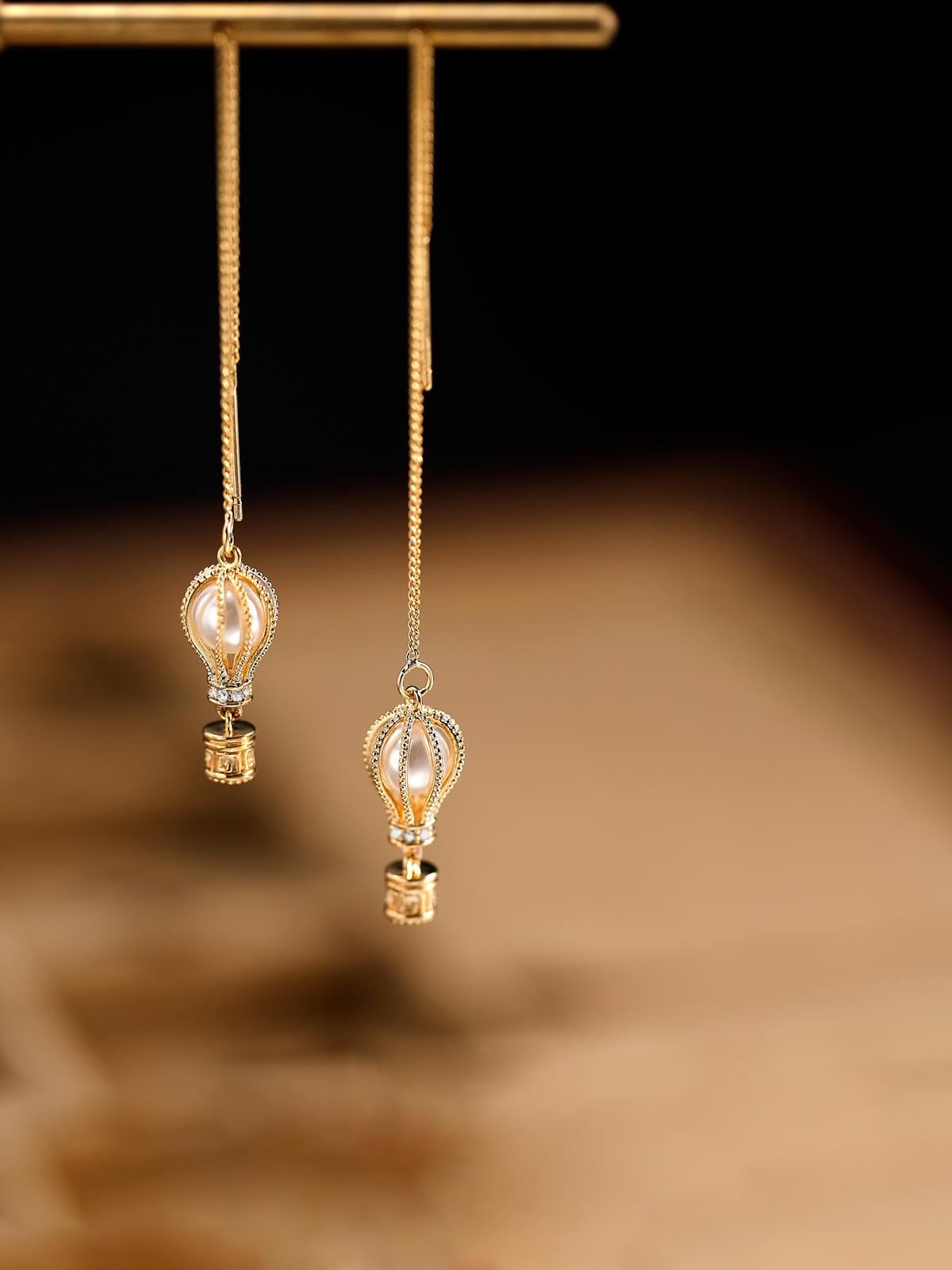 “Hot air balloon long chain drop earrings for women minimalist lightweight elegant jewelry”