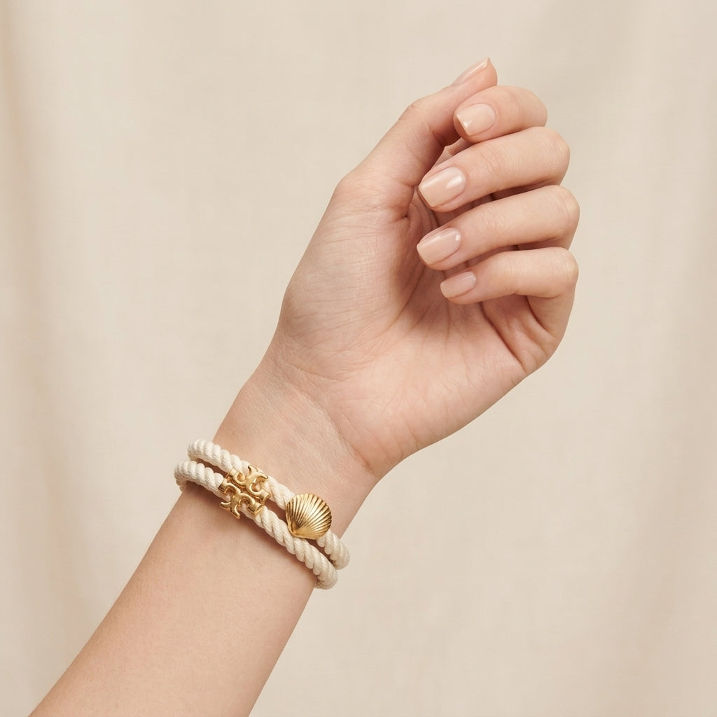 Tory Burch Shell and Kira T Rope Bracelet | Rope Twist Shell