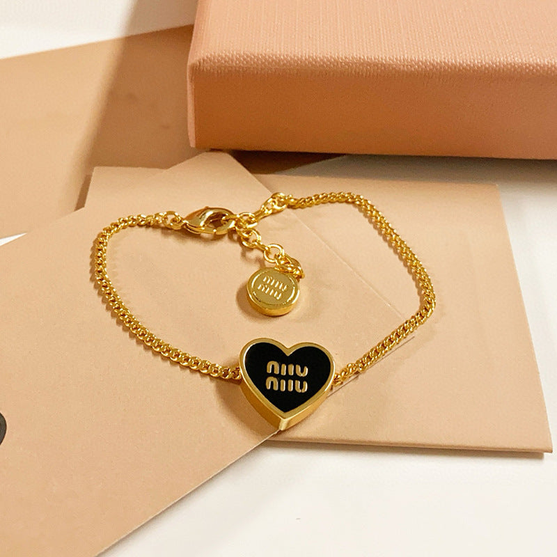 Miulys Family Letter Heart Enamel Bracelet | Personalized