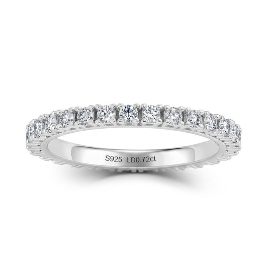 0.72ctw lab grown diamond full eternity stacking wedding band ring with S925 laser engraving.