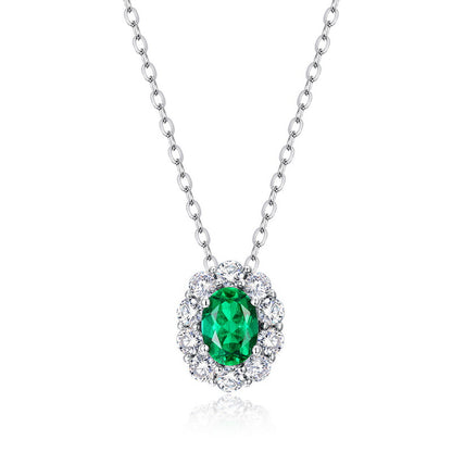 0.8ct Oval Cut Emerald Pendant Necklace