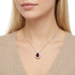 0.8ct Oval Ruby Pendant Necklace on model, Effortless Luxury style, 925 Sterling Silver