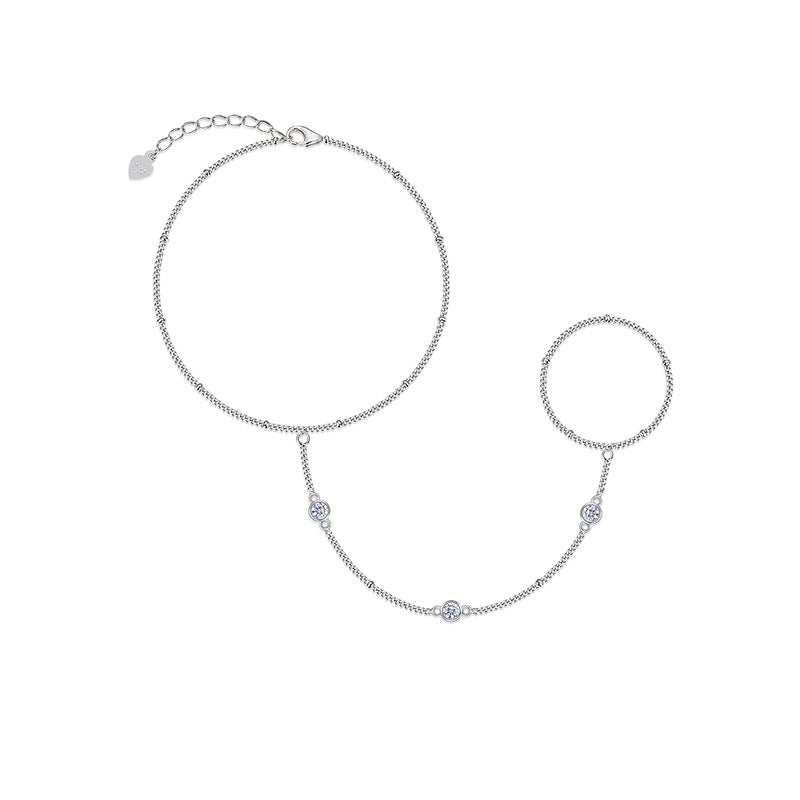 Gold moissanite bracelet on neutral or holiday-inspired background, showing continuous sparkle. Alt: “0.3ctw Moissanite 925 Sterling Silver Bracelet with 18K Gold Plated – Diamond Alternative Tennis Bracelet.”