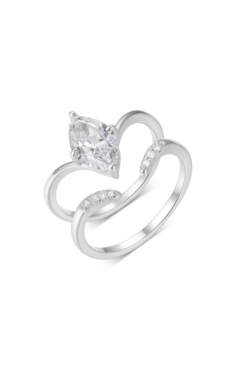 White gold 1.5ct marquise stacking set. Alt: “1.5ct Marquise Double Stacked Rings – White Gold.”