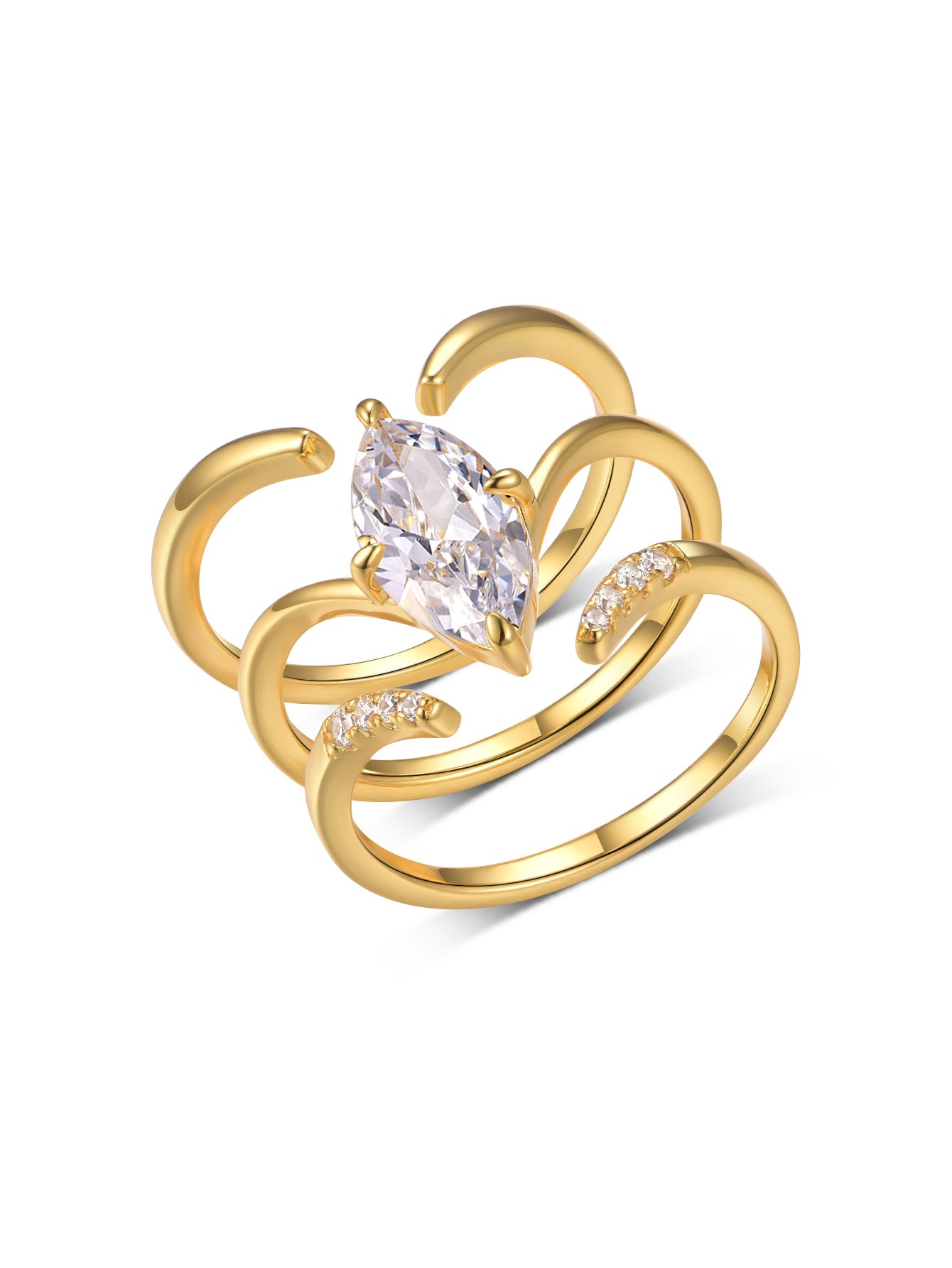 White gold 1.5ct marquise stacking set. Alt: “1.5ct Marquise Double Stacked Rings – White Gold.”