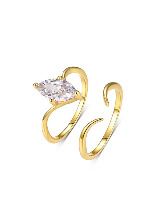Yellow gold 2ct marquise stacking set. Alt: “2ct Marquise Diamond Stacking Set – 18K Yellow Gold.”