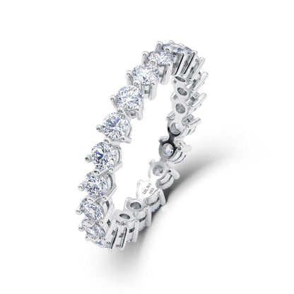 1.90 ctw round cut lab grown diamond eternity ring in sterling silver isolated on white background
