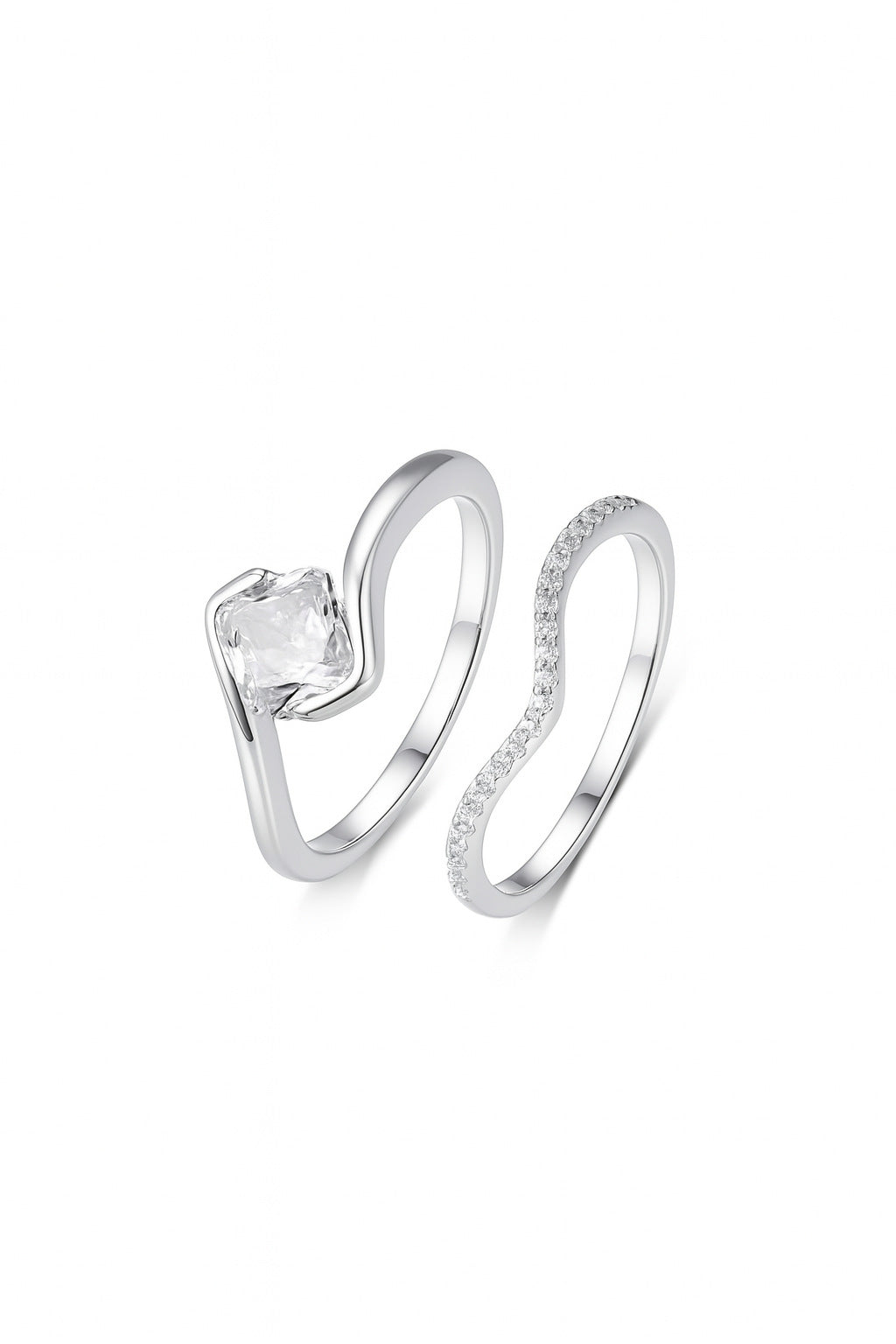 Yellow gold square diamond set on neutral background. Alt: “1.2CT Square Diamond Stacking Set – 18K Yellow Gold.”