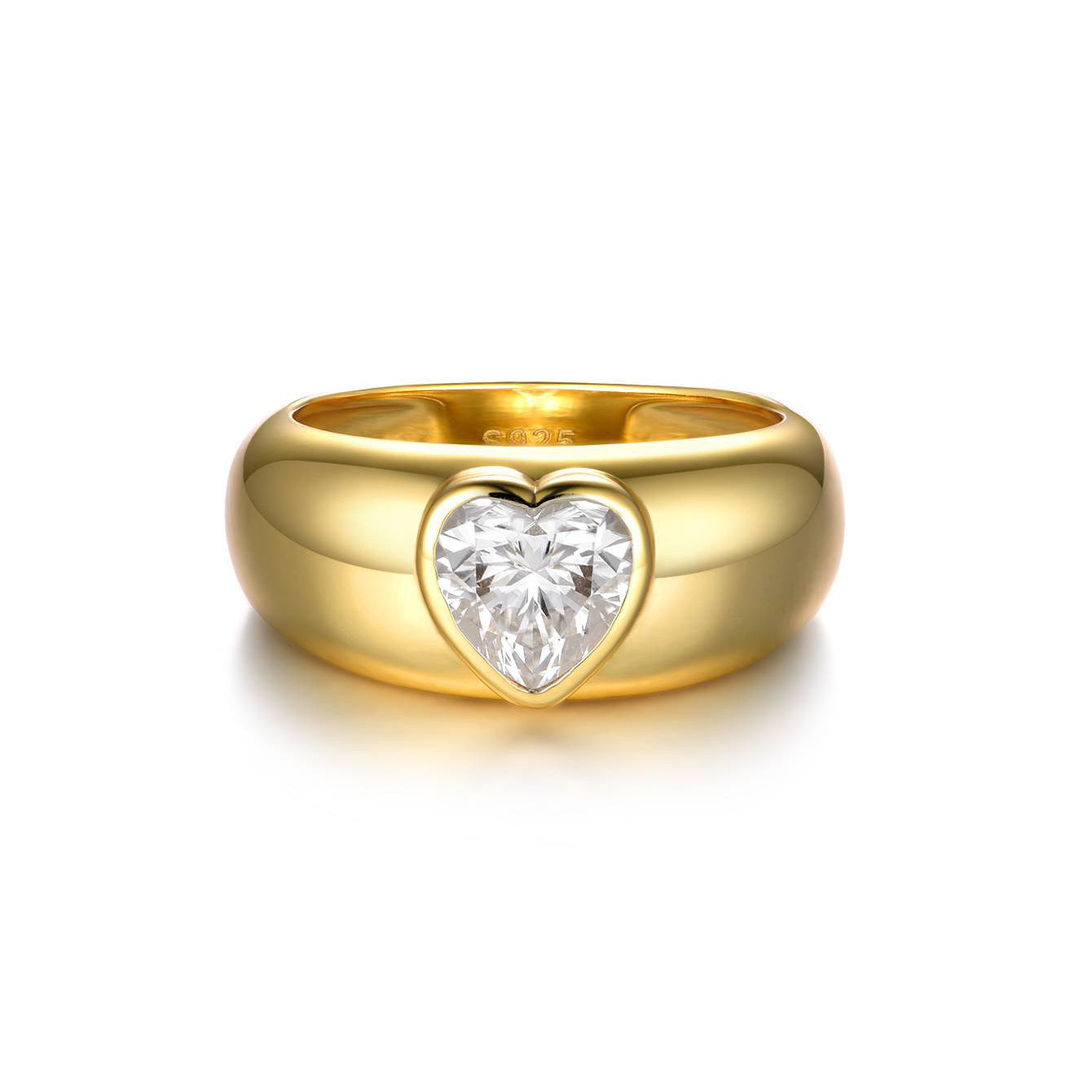 Yellow gold heart moissanite ring on soft romantic background. Alt: “1.2ct Heart Shaped Moissanite Engagement Ring – 18K Yellow Gold.”