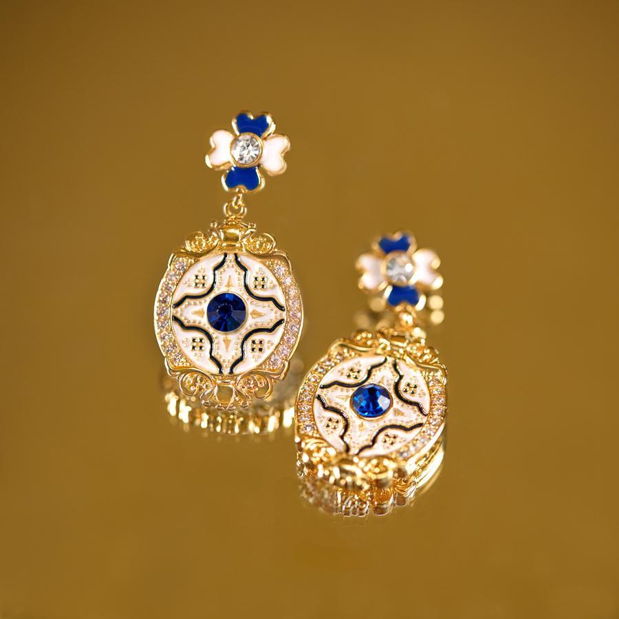 “Époque Élégante” French Vintage Enamel Earrings