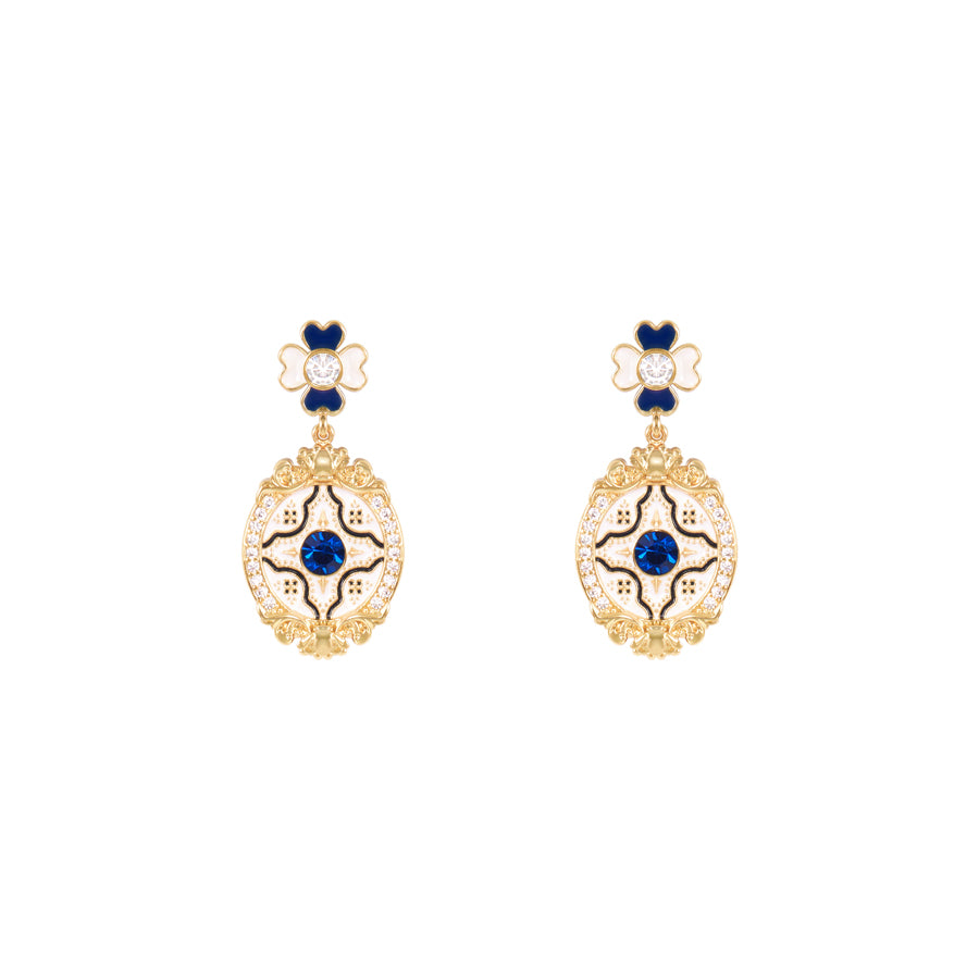 “Époque Élégante” French Vintage Enamel Earrings