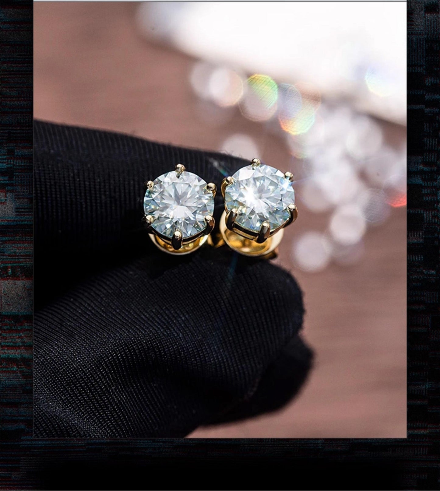 S925 Sterling Silver 1 Carat Blue Moissanite Hip-Hop Stud Earrings