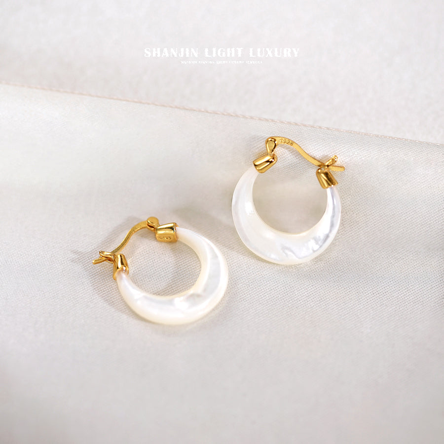 “Lunar Whisper” Natural Mother-of-Pearl Moon Earrings