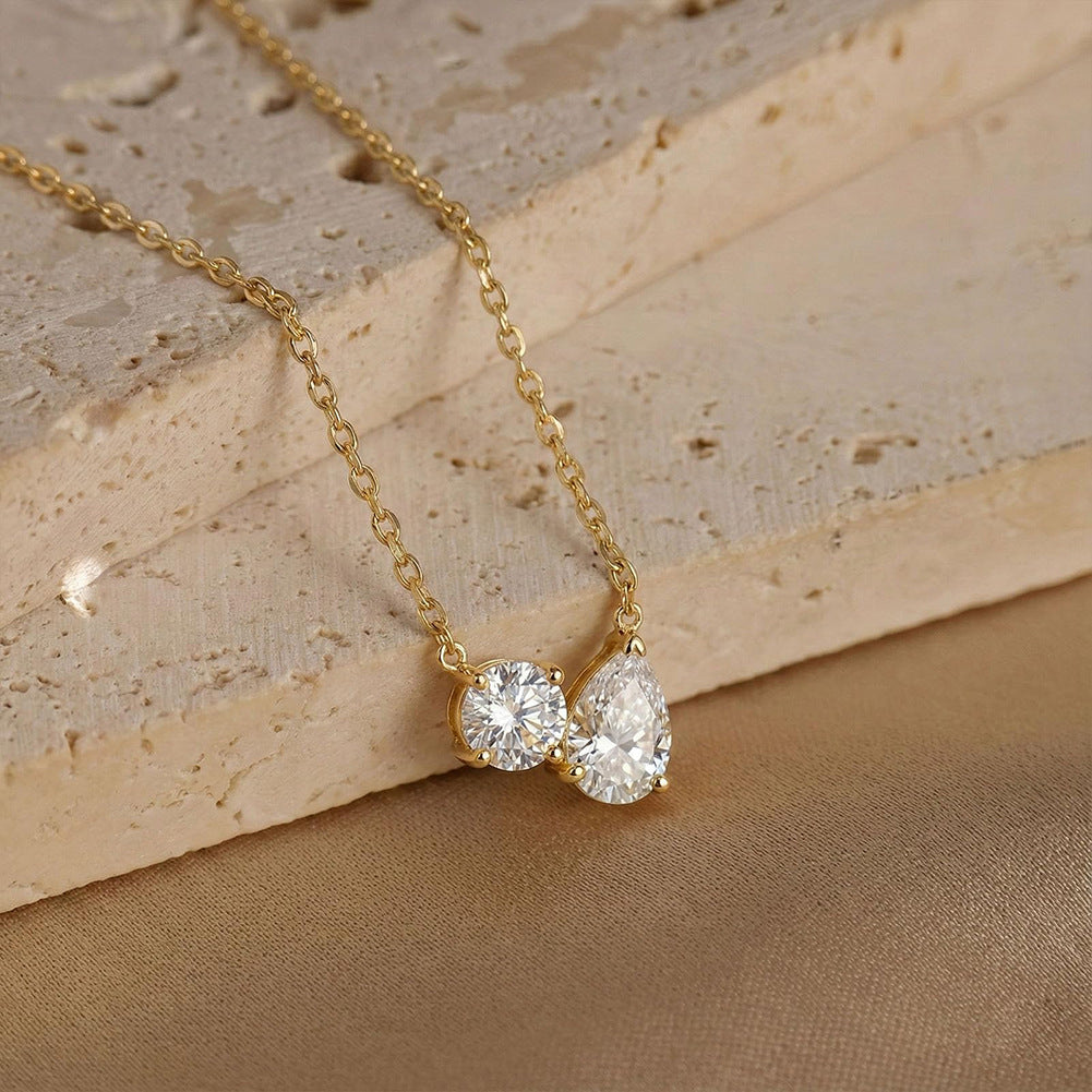 10K&14K&18K Gold  Lab-Grown Diamond "Toi et Moi" Engagement Necklace