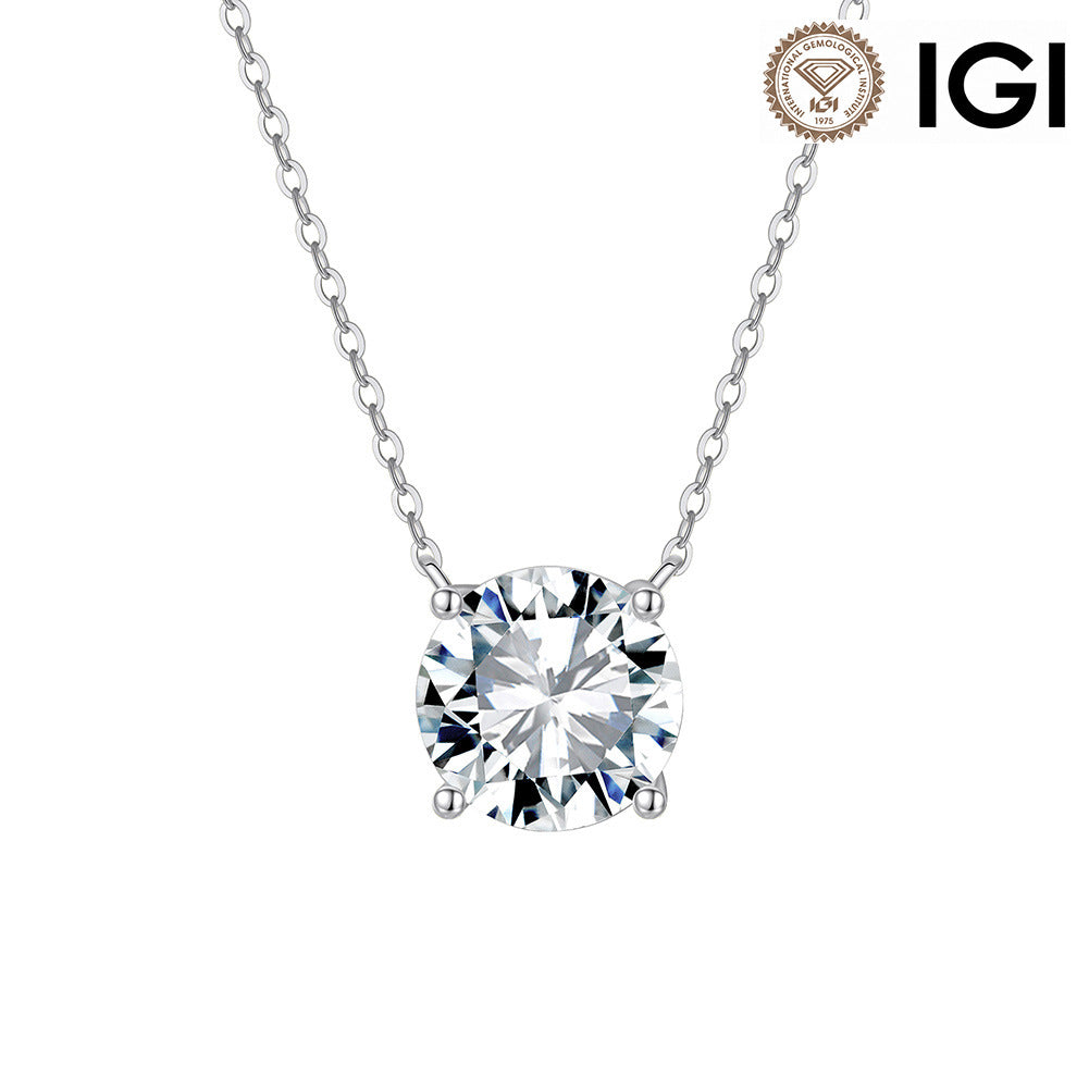 10K&14K&18K Gold Round Cut Lab Diamond Engagement  Pendant Necklace 5CT