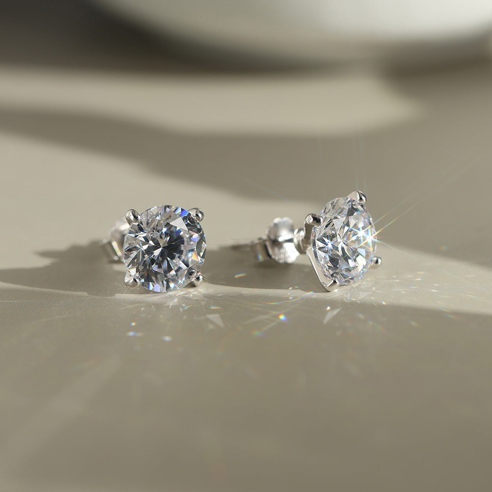 10K&14K&18K Round Cut Lab DiamondEngagement Stud Earrings 7.5MM