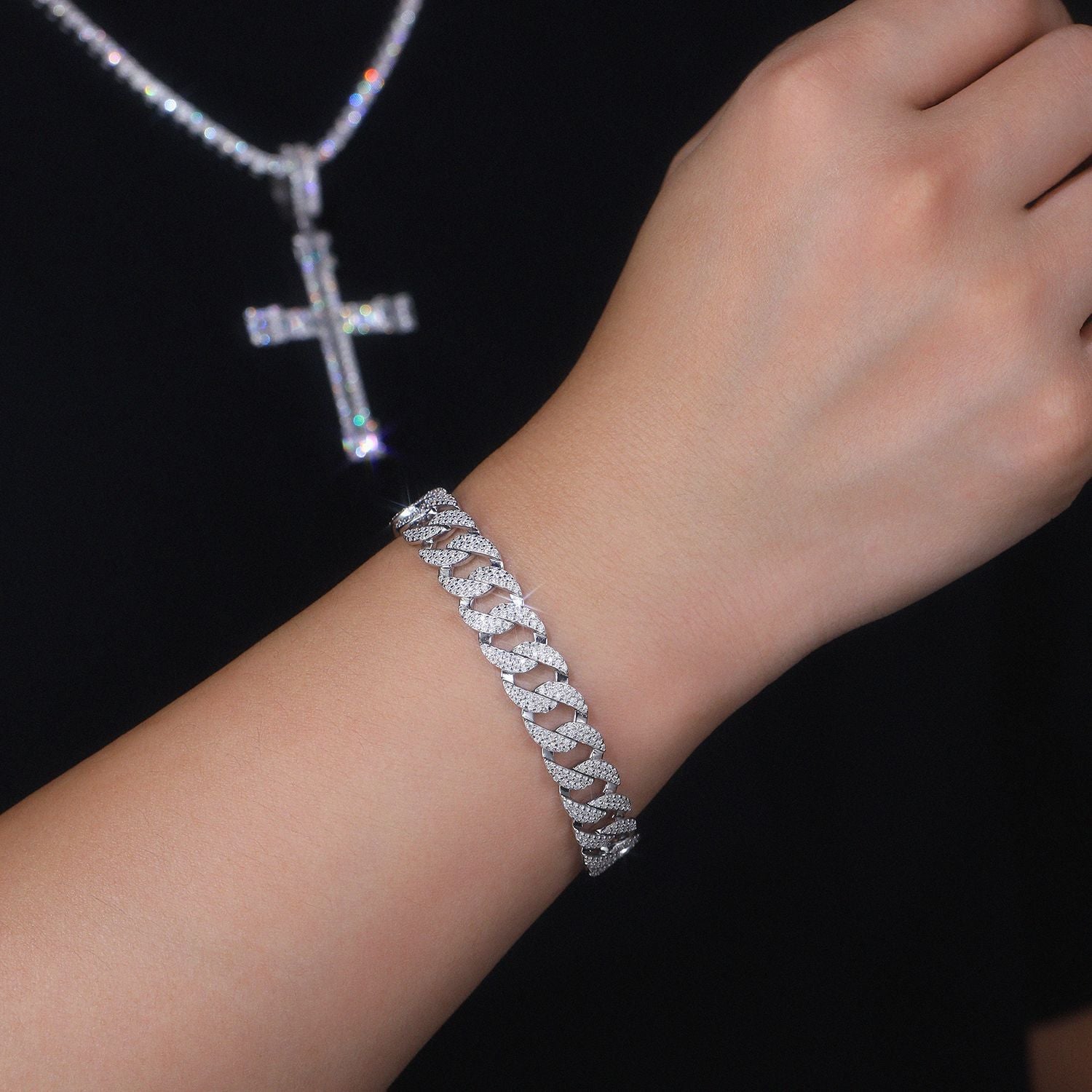 Model wearing the bracelet solo on the wrist.
