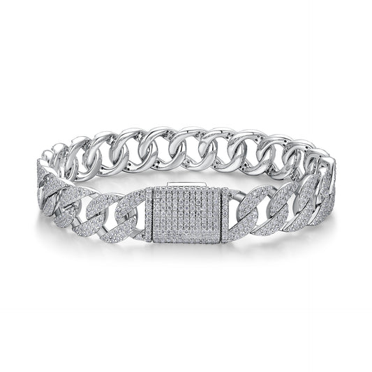 High-definition shot of the bracelet laid flat and fully extended on pure white.