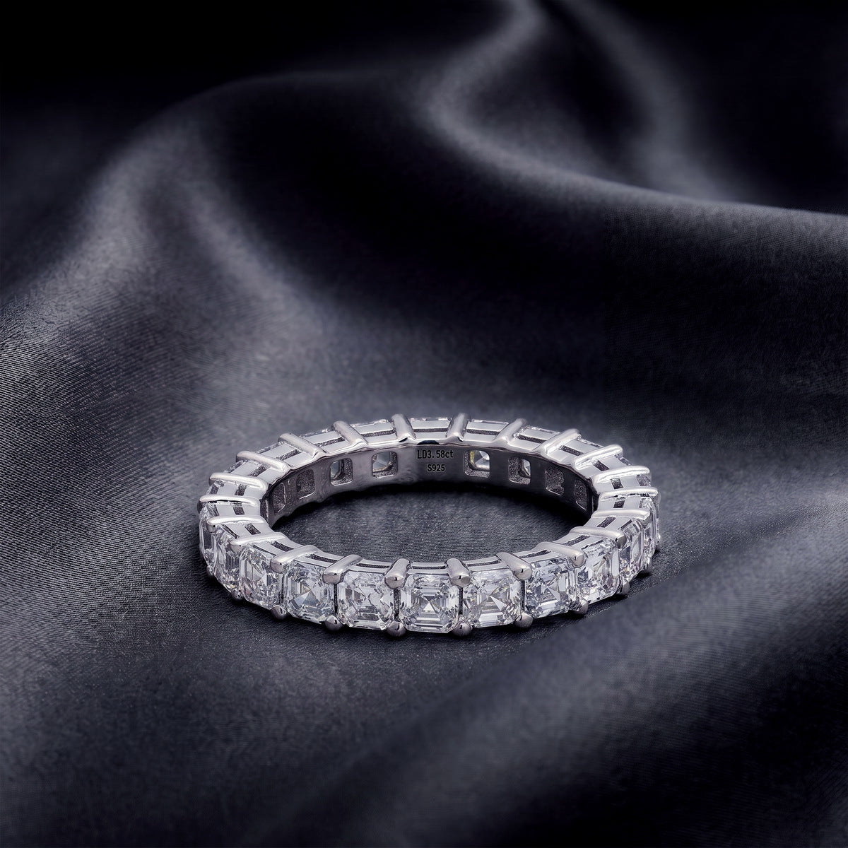 3.88 ctw Asscher Cut Lab-Grown Diamond Eternity Ring