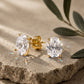 10k yellow gold 7x11mm oval shape lab diamond stud earrings on stone texture surface with green leaf