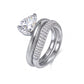 10k white gold pear cut lab diamond solitaire engagement stacking ring set with pave band on white background